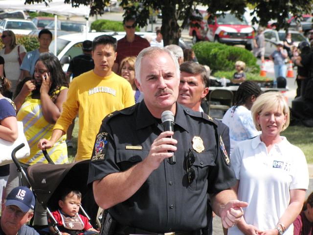 Chief Thomas Manger, of MCPD addresses the audience at the Open House Memorial Service